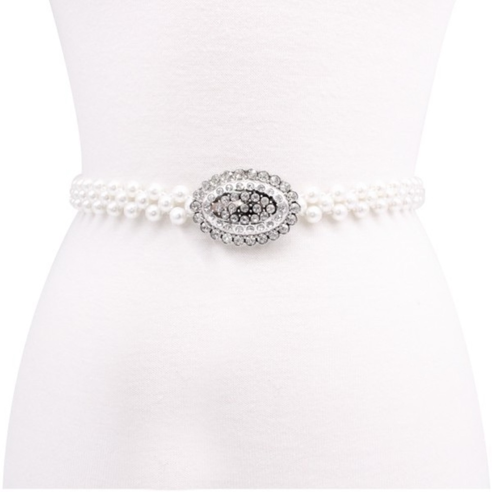 Elegant Pearl and Silver Women's Belt